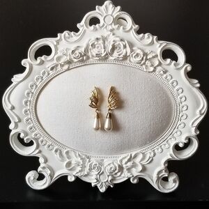 Wings of Gold and Teardrop Pearl Earrings